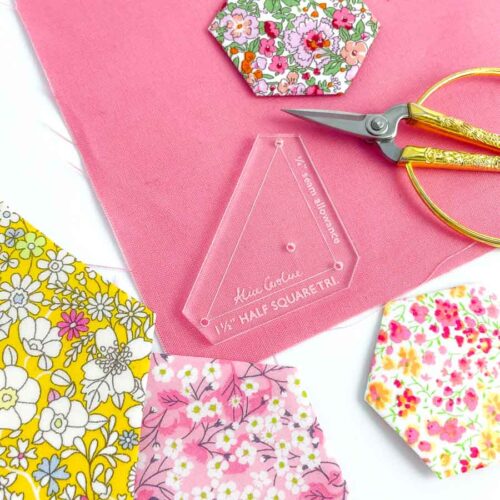 1 1/2" Half Square Triangle Acrylic Cutting Template with 1/4" seam allowance