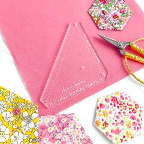 2 1/2" Half Square Triangle Acrylic Cutting Template with 1/4" seam allowance