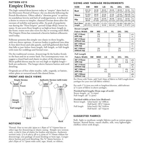 Folkwear Empire Dress Sewing Pattern 215 - Image 7