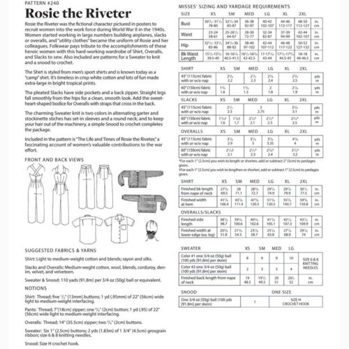 Folkwear Rosie The Riveter Sewing Pattern 240 - Image 6