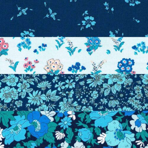 Liberty Fabric Quilting Cotton 4 Fat Quarters Flower Show Midnight Garden: Blues 269 - Image 3