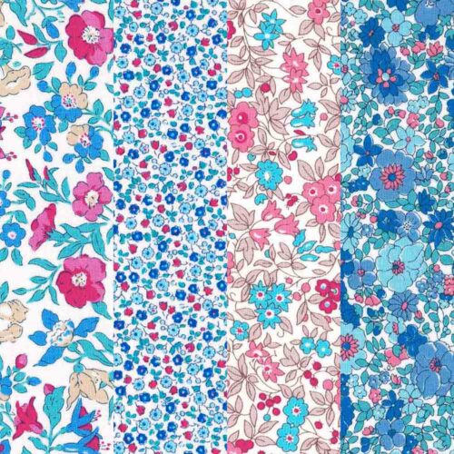 Liberty Fabric Quilting Cotton 4 Fat Quarters Flower Show Midnight Garden: Pastels 270