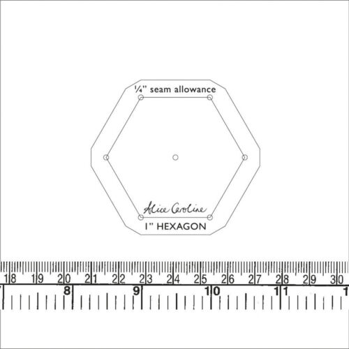 1" Hexagon Acrylic Cutting Template with 1/4" seam allowance - Image 3