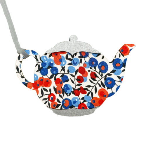 Liberty Christmas Decoration - Teapot In Wiltshire Berry Blue