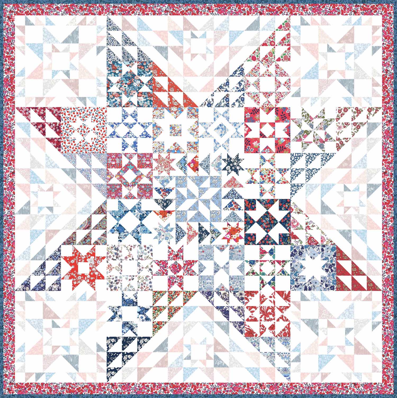 Alice Caroline Aurora Stars Tricolor Quilt BOM