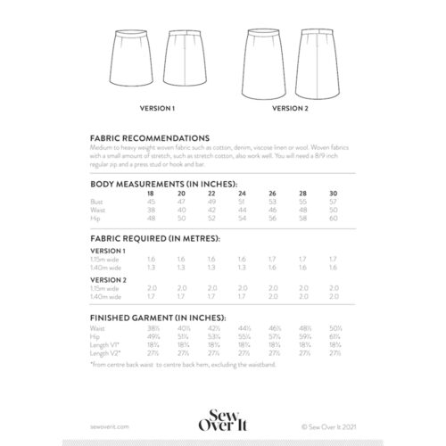 Sew Over It The Ava Skirt Dressmaking Pattern Sizes 18-30 - Image 4