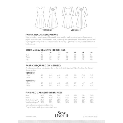 Sew Over It The Betty Dress Dressmaking Pattern Sizes 18-30 - Image 6