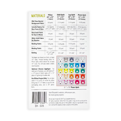 Bjorn Bear Picnic Quilt Liberty Bundle 273 - Full Quilt Top Kit - Image 5