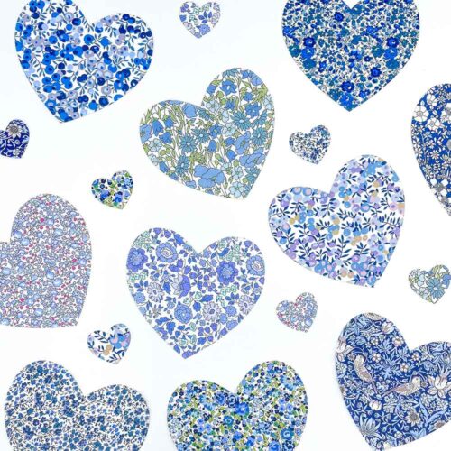 Pre-Cut Liberty Tana Lawn Fabrics Selection Blue Hearts