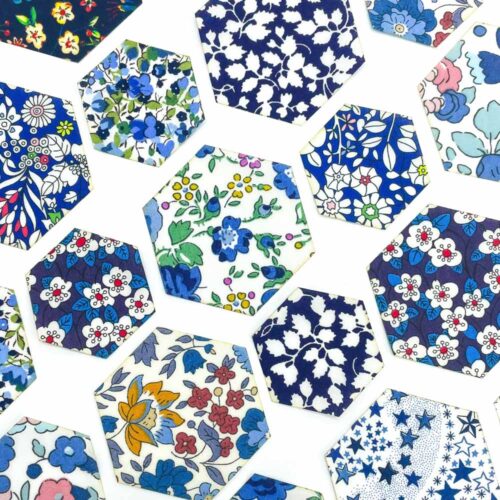 Liberty Tana Lawn Blue Pre-cut Hexagons