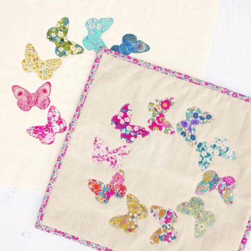 PATTERN : Butterfly Ring Raw Edge Applique Quilt Block or Pillow Pattern