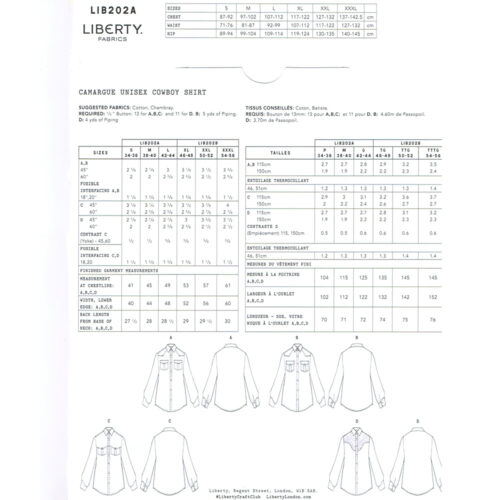 Liberty Dress Pattern Camargue Cowboy Shirt A- S,M,L - Image 5