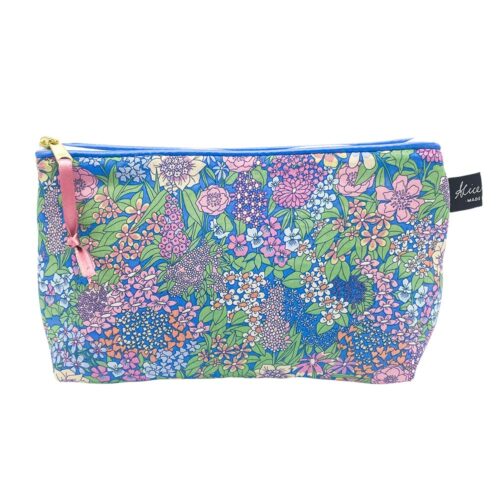 Liberty Fabric Blue And Pink Cosmetic Bag