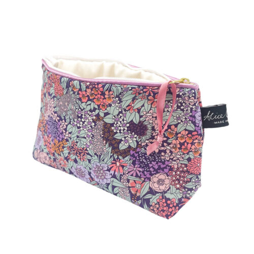 Purple Floral Print Cosmetic Bag