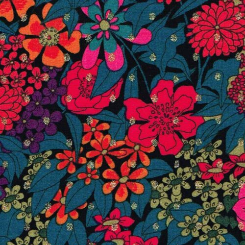 Liberty Tana Lawn Fabric Bright Floral With Gold Spots