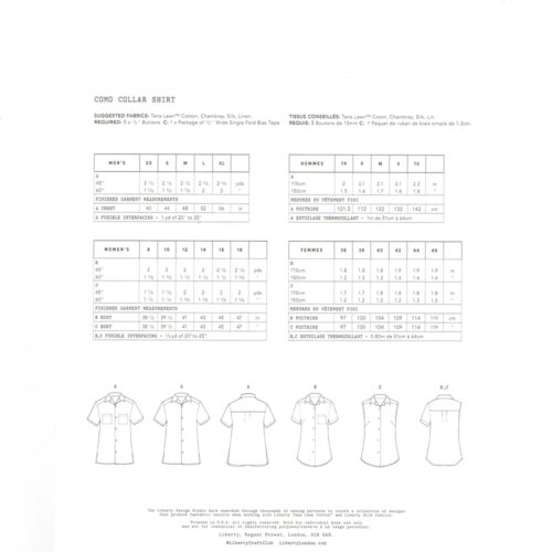 Liberty Como Collar Shirt Pattern