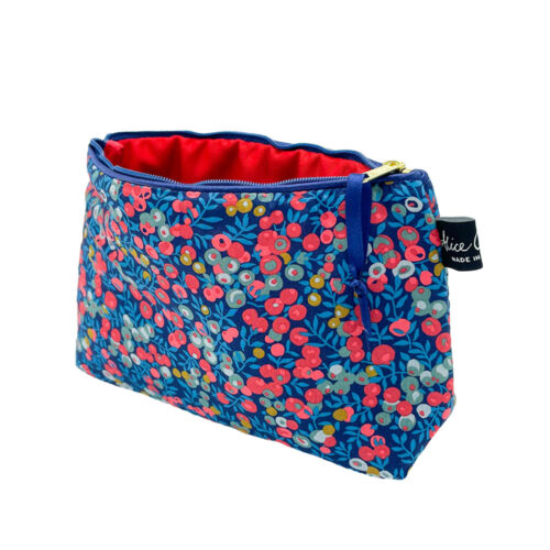 red blue berry print bag