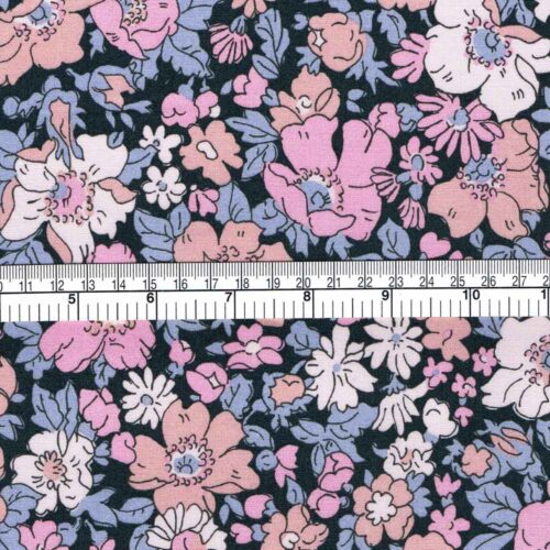 Grey Pink Cosmos Quilting Cotton