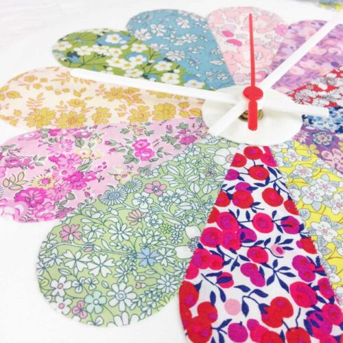 Liberty Fabric Dresden Flower Clock Kit with Black Or White Hands - Image 3