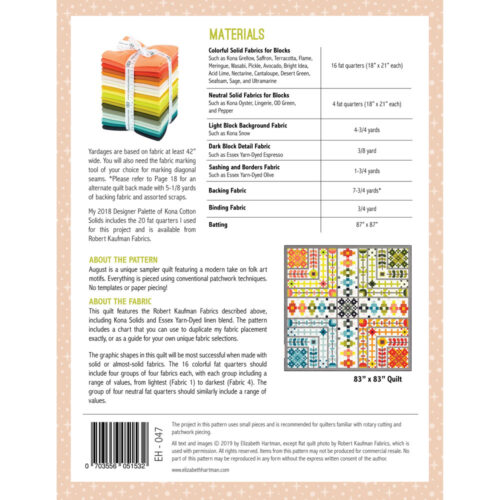 Elizabeth Hartman August Patchwork Sampler Quilt Pattern - Image 2