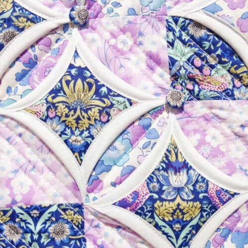 'Cathedral Windows' Cushion in Purple Alice Caroline Exclusive Liberty Tana Lawn Fabric Kit - Image 3