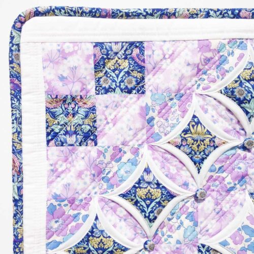 'Cathedral Windows' Cushion in Purple Alice Caroline Exclusive Liberty Tana Lawn Fabric Kit - Image 5