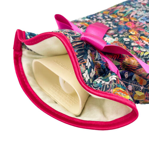 Pink And Navy Wild Flower Print Hot water Bottle