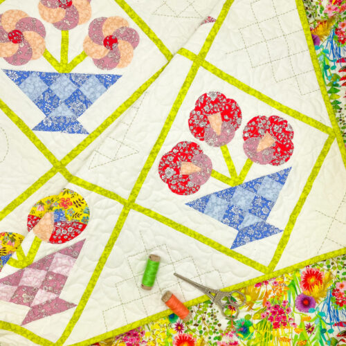 Floral Fantasy Quilt in Pink - Full Quilt Top Kit - Image 2