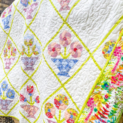 Floral Fantasy Quilt in Pink - Full Quilt Top Kit - Image 7
