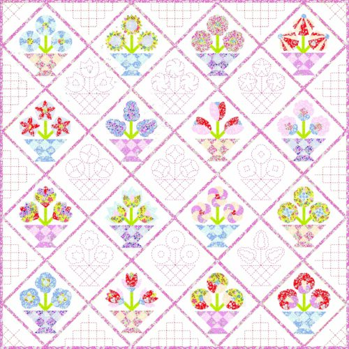 Floral Fantasy Quilt in Pink - Full Quilt Top Kit