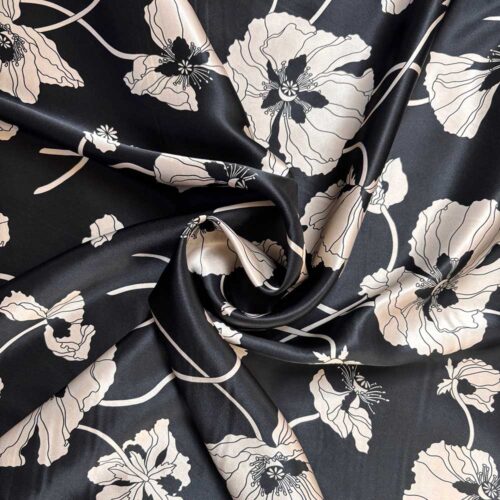 Liberty Belgravia Silk Satin Fabric Fragile Blooms