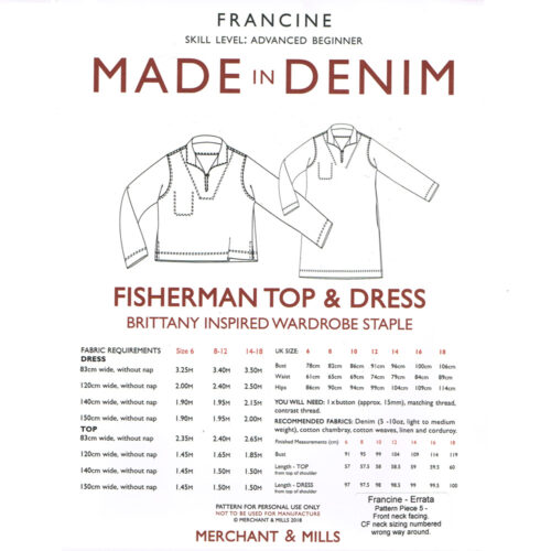 Merchant And Mills Francine Fisherman Top And Dress Pattern - Image 2