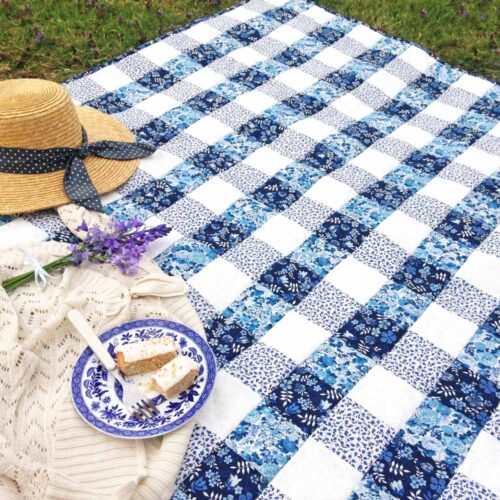 Blue Gingham Patchwork Quilt Kit - Image 5