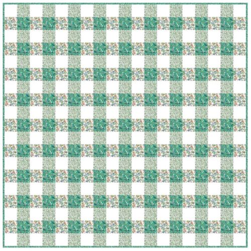Green Gingham Patchwork Quilt Kit