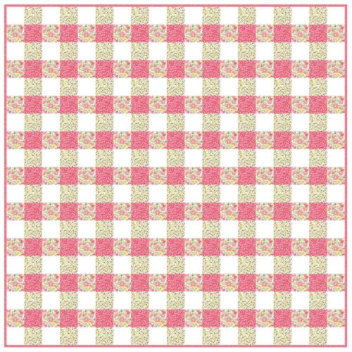 Pink and Yellow Gingham Patchwork Quilt Kit