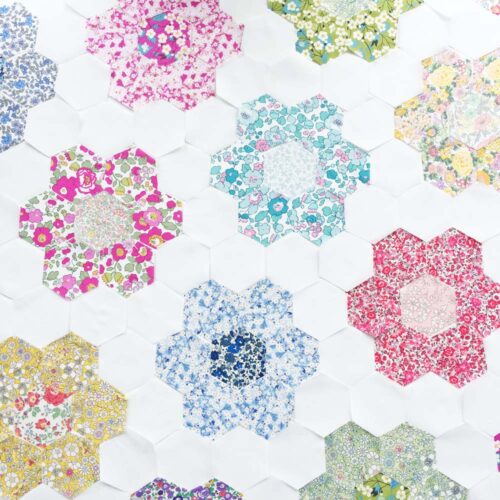 Liberty Tana Lawn 'Granny Flowers' 1 1/4" Die Cut Hexagon Pack