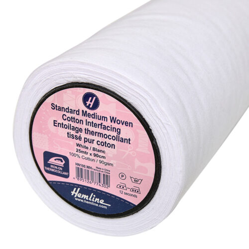 Hemline Medium-Weight White Woven Iron-On Interfacing 90cm Wide