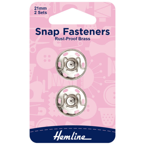 Hemline Sew-On Nickel 21mm Snap Fasteners