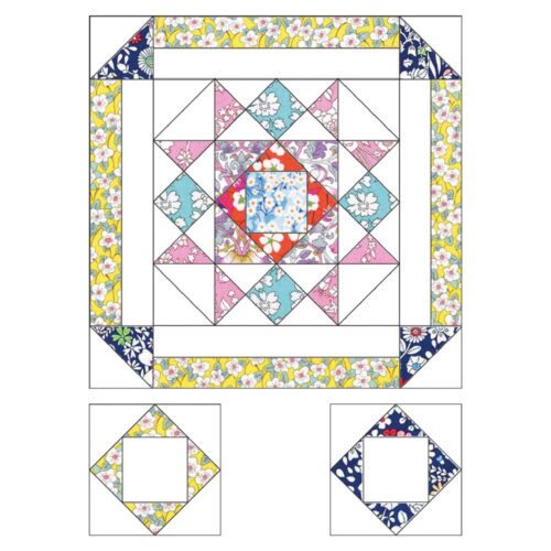 Liberty Fabric Kaleidoscope Block 1