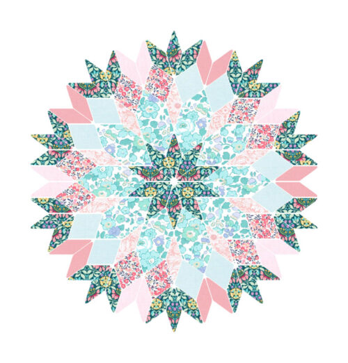 Liberty Tana Lawn® Fabric Single 16.5" La Veda Quilt Block Kit - Pink & Mint