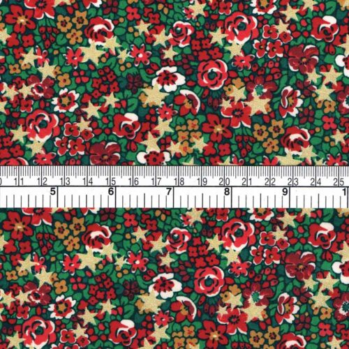 Liberty Christmas Fabric With Gold Metallic Stars