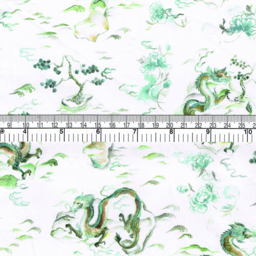 Green Zodiac Dragon Fabric