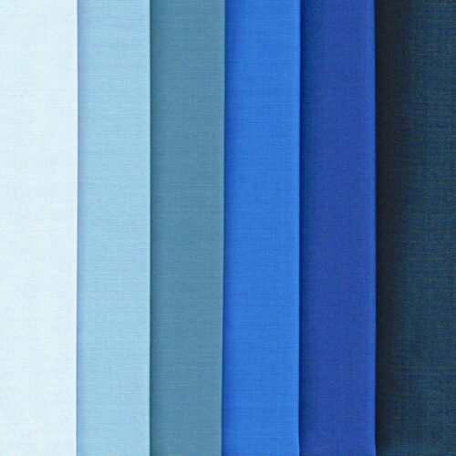 Liberty Fabric Tana Lawn 6 Plain Fat Quarters Blue Willow Selection 163
