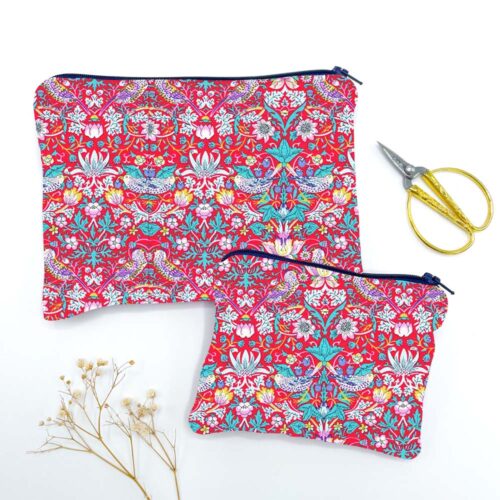 Alice Caroline Strawberry Thief R Liberty Fabric Make-Up And Coin Purse Kit