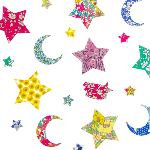 Pre-Cut Liberty Tana Lawn® Fabrics Selection Stars & Moons - Rainbow