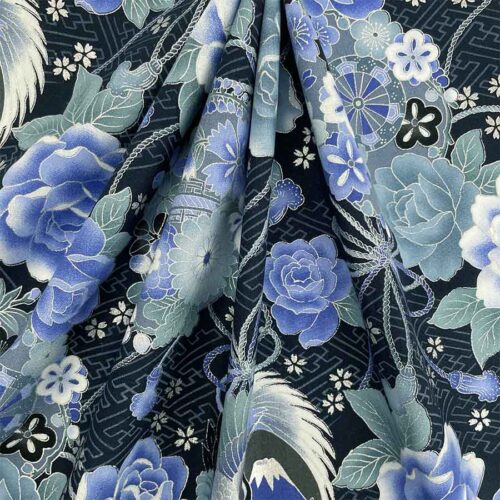 Japanese Printed Cotton Toto Navy 101