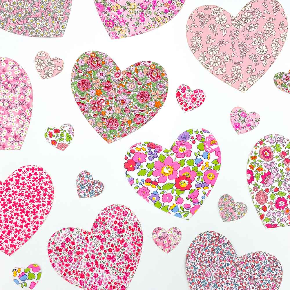 Pre-Cut Liberty Tana Lawn Fabrics Selection Pink Hearts