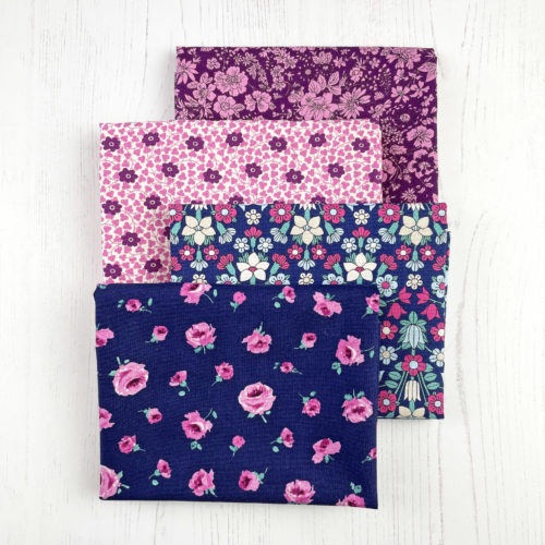 Liberty Fabric Quilting Cotton 4 Fat Quarters Flower Show Midnight Garden: Purples 271 - Image 2
