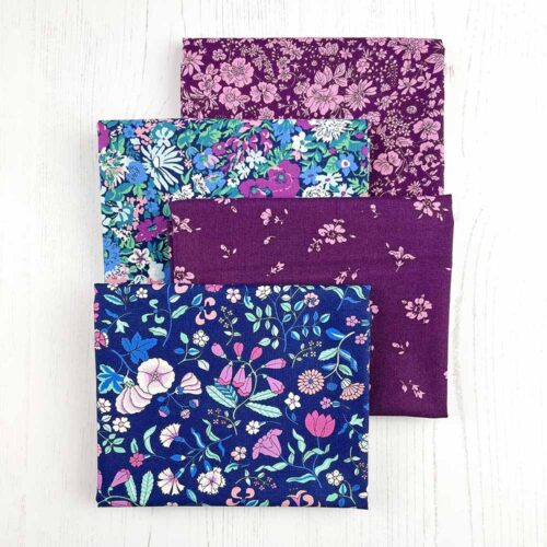 Liberty Fabric Quilting Cotton 4 Fat Quarters Flower Show Midnight Garden: Purples And Blues 272 - Image 2