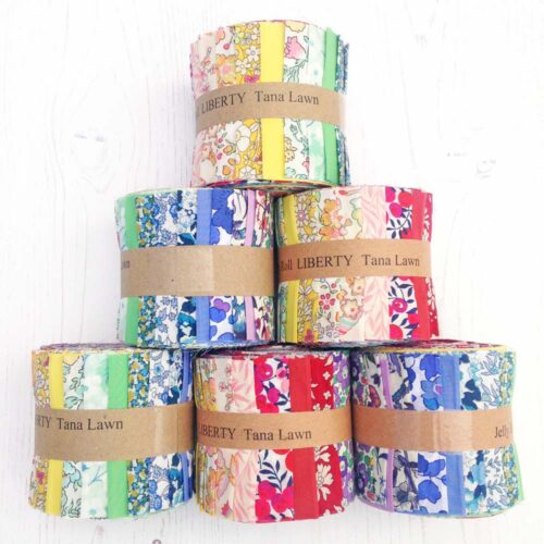 Liberty Fabric Jelly Roll - Plain and Printed Rainbow - Tana Lawn 20 Fabrics